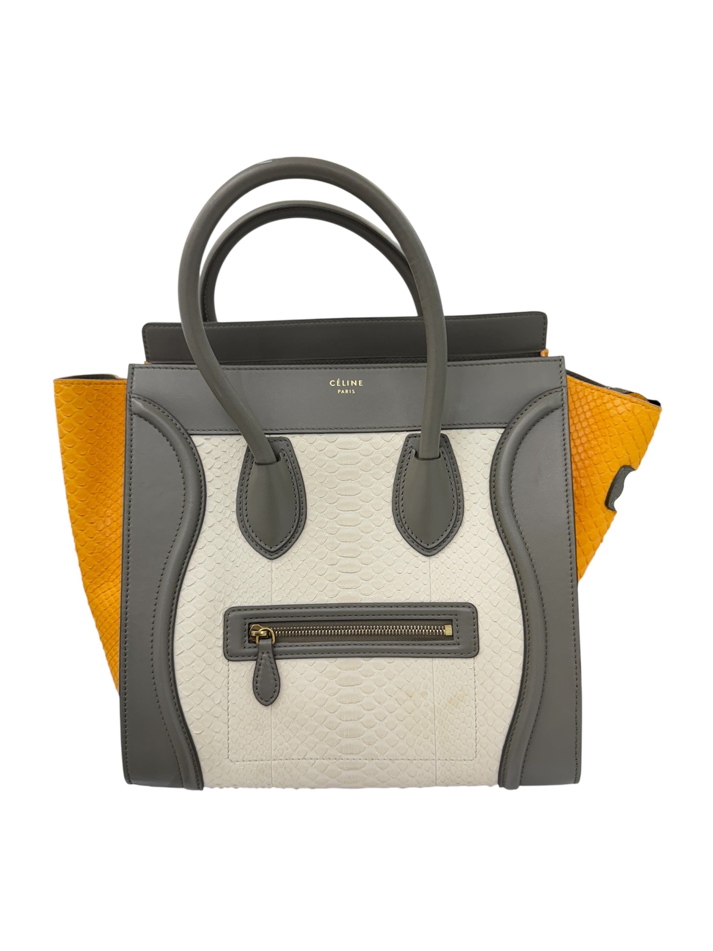 Céline Micro Luggage Tote – Tricolor Python & Leather – Made in Italy