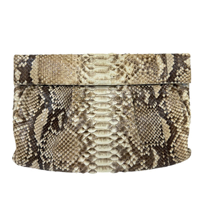 Nancy Gonzalez Natural Python Fold-Over Clutch