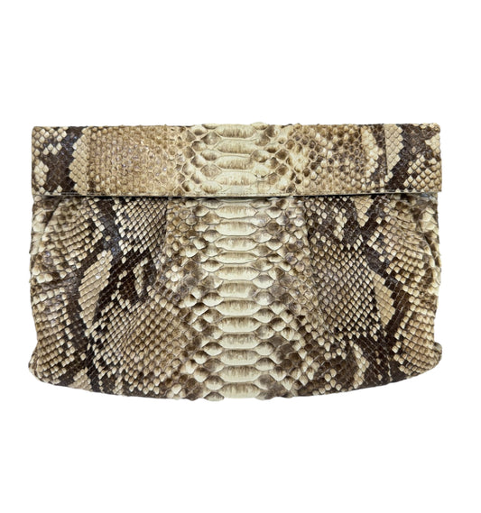 Nancy Gonzalez Natural Python Fold-Over Clutch