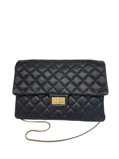 Authentic Chanel Reissue 2.55 Quilted Lambskin Leather Flap Bag – Black with Gold Hardware