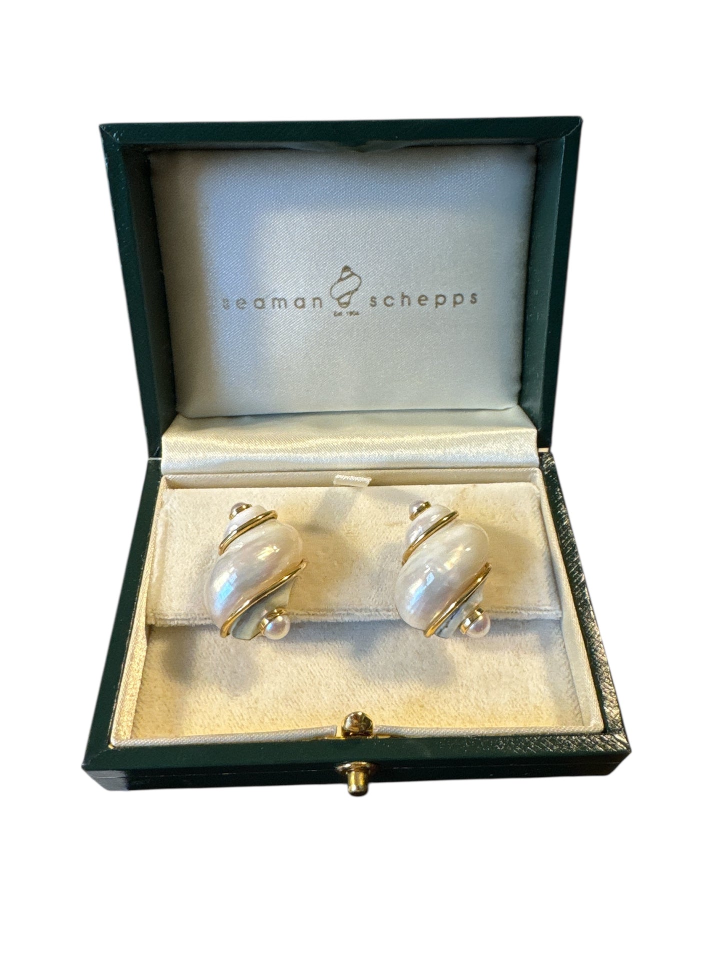 Seaman Schepps Turbo Shell Earrings in 18K Yellow Gold