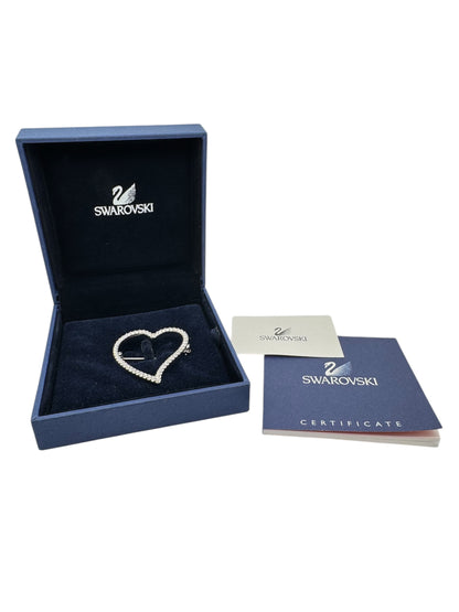 Swarovski Vintage Open Heart Crystal Pavé Brooch