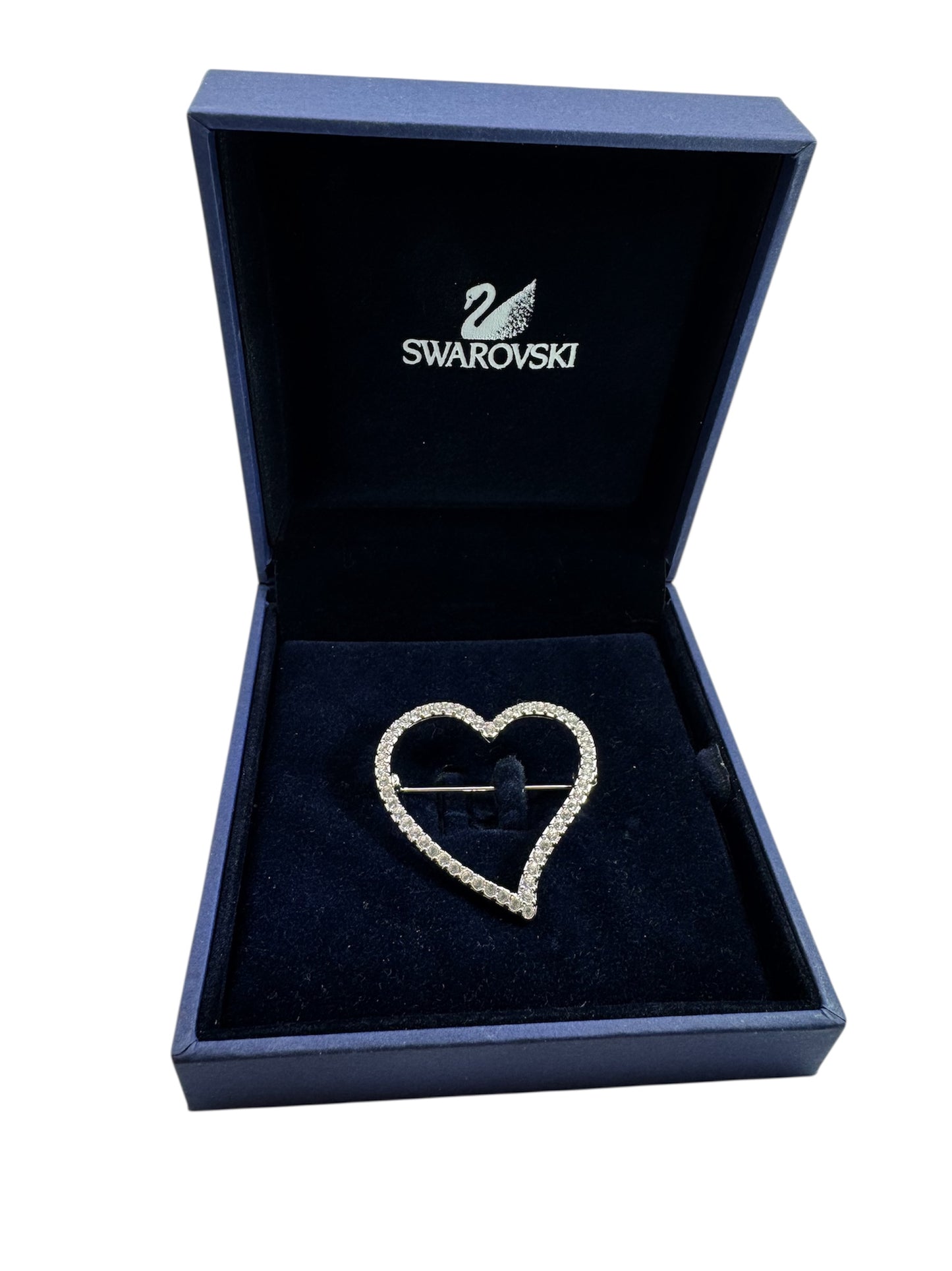Swarovski Vintage Open Heart Crystal Pavé Brooch