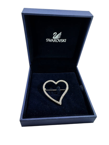 Swarovski Vintage Open Heart Crystal Pavé Brooch