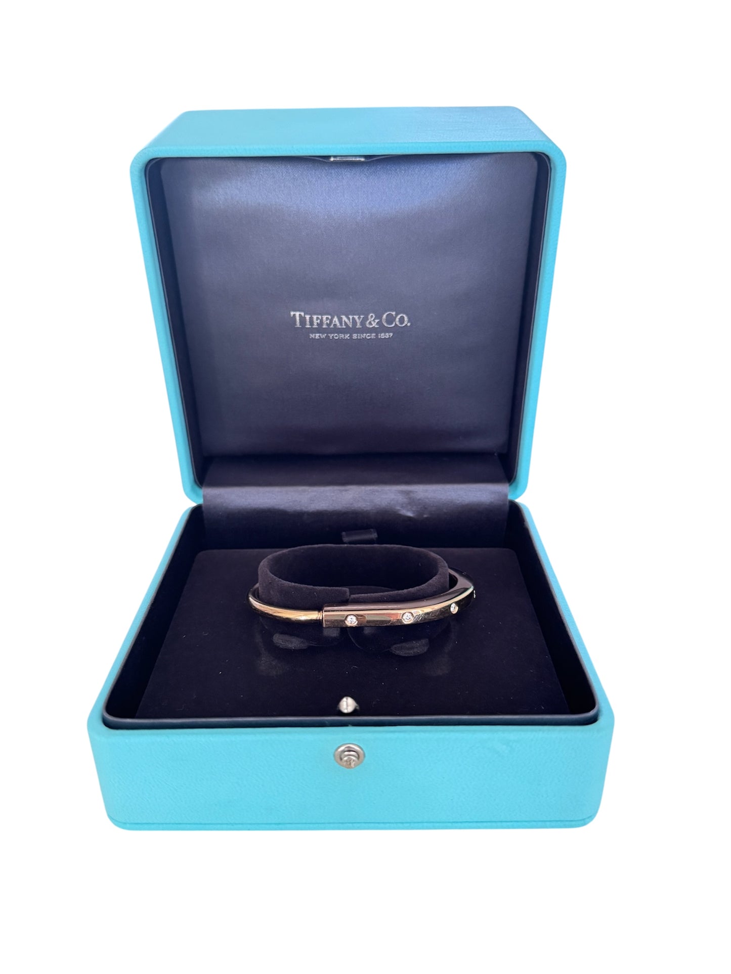 Tiffany & Co. 18K Rose Gold Diamond Bar Bangle Bracelet – Italy