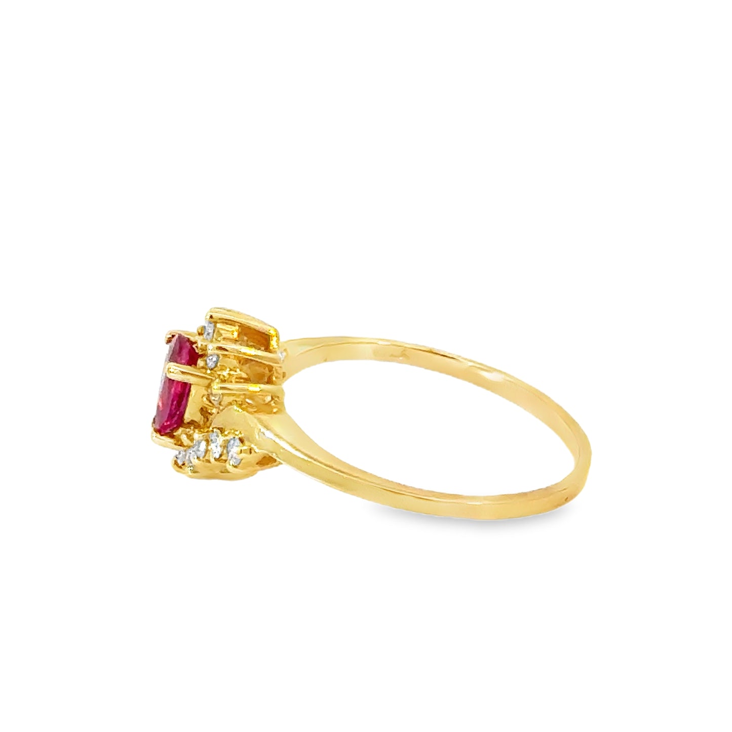 14K Yellow Gold Pear-Cut Ruby and Diamond Starburst Ring