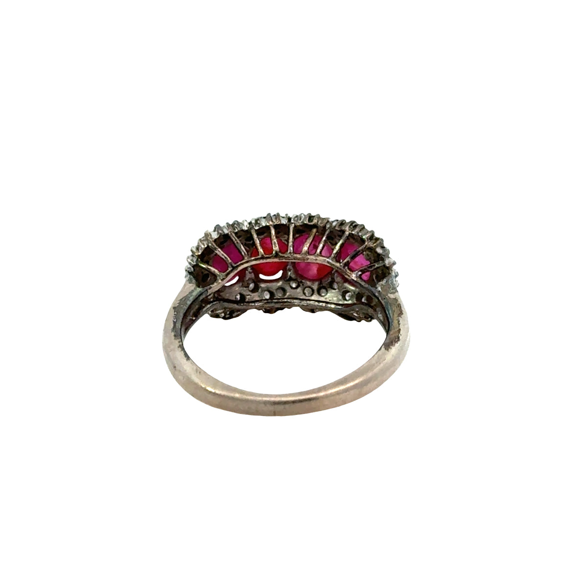 Antique 1930s Natural Ruby & Diamond Ring in 18K White Gold