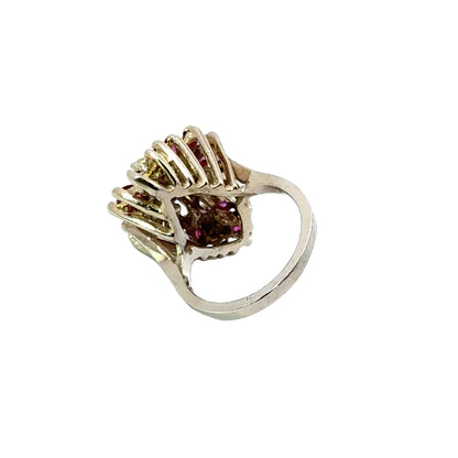 Striking 1980’s 14K White Gold Ruby & Diamond Ring