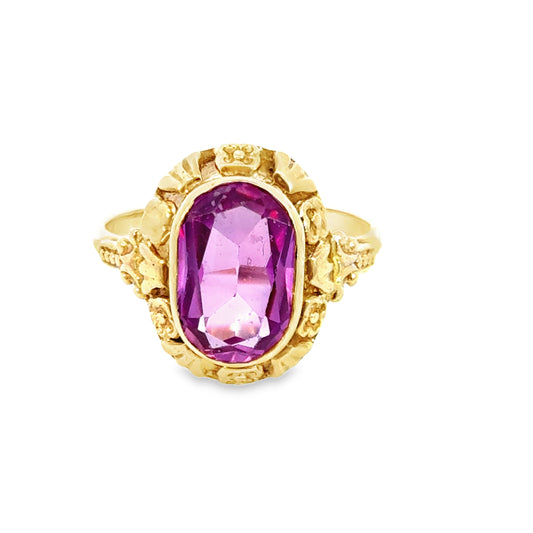 Ornate 14K Rose Gold Russian Light Ruby Ring