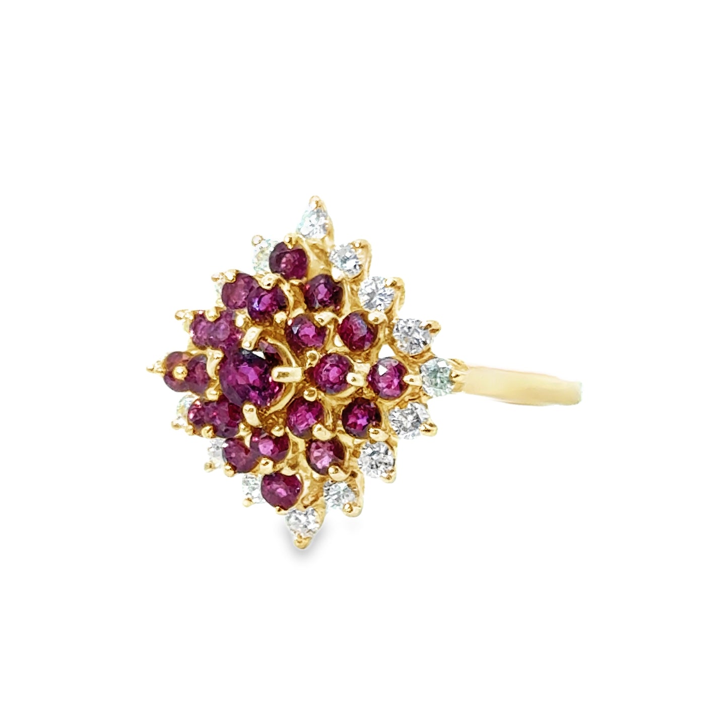 Luxurious 14K Yellow Gold Ruby & Diamond Ring