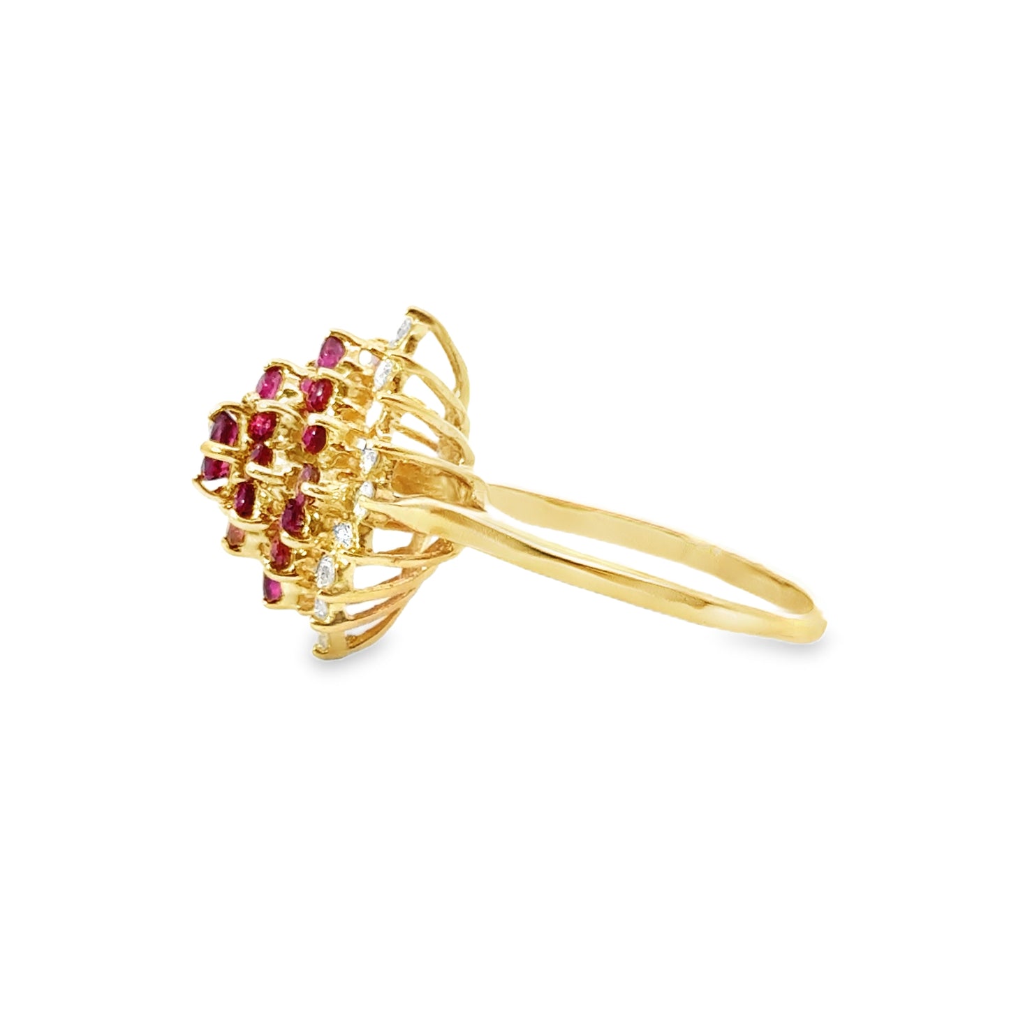 Luxurious 14K Yellow Gold Ruby & Diamond Ring