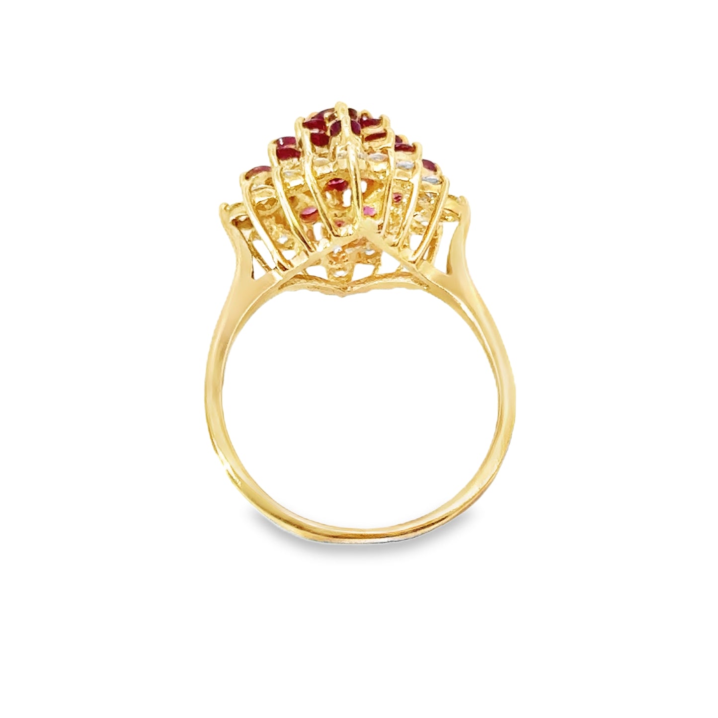 Luxurious 14K Yellow Gold Ruby & Diamond Ring