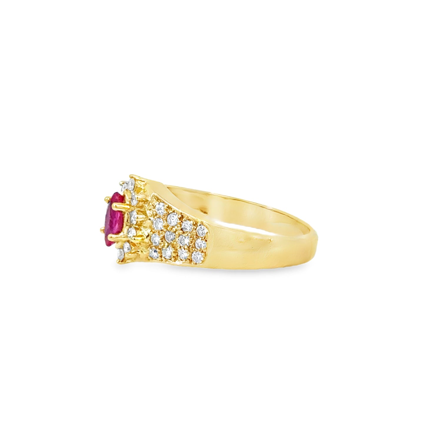 14K Yellow Gold Marquise Ruby & Diamond Cluster Ring