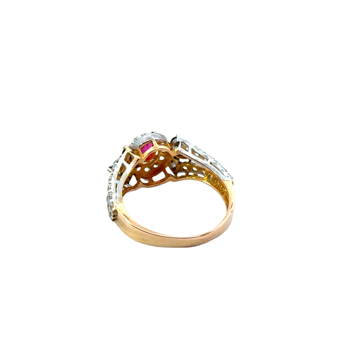 14K Yellow Gold Ruby & Cubic Zirconia Halo Ring