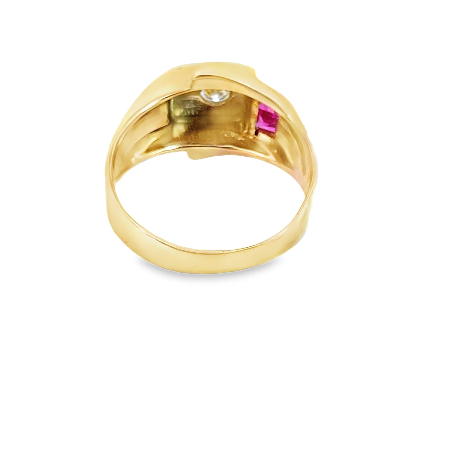 14K Rose Gold Geometric Ruby & Diamond Band Ring