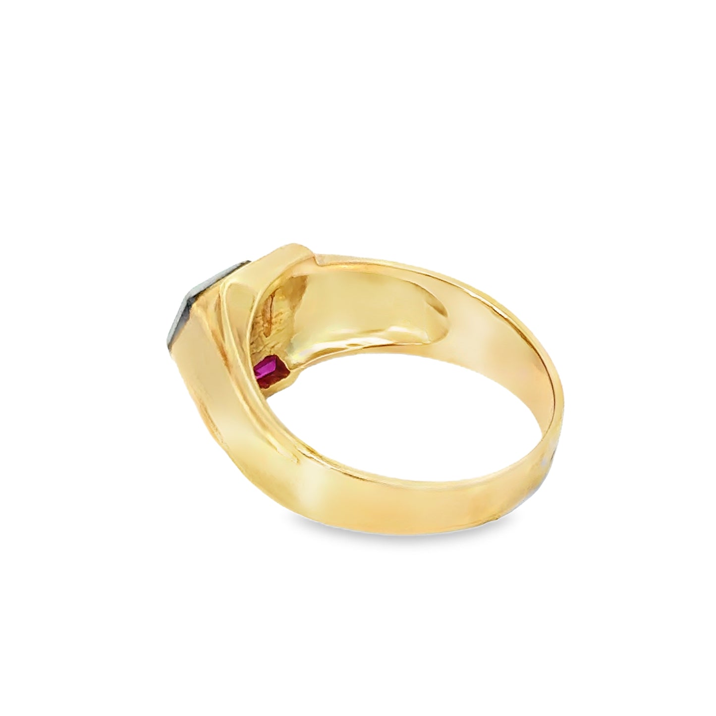 Retro 14K Rose Gold Diamond & Ruby Men’s Ring