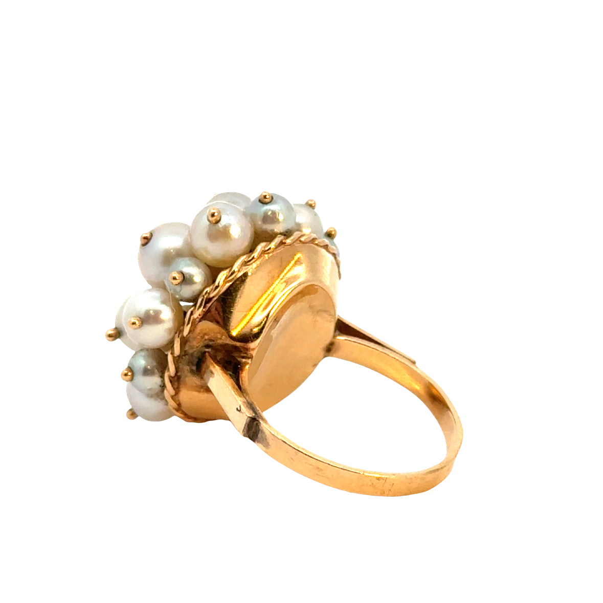 Whimsical 14K Yellow Gold Pearl “Flower Basket” Ring
