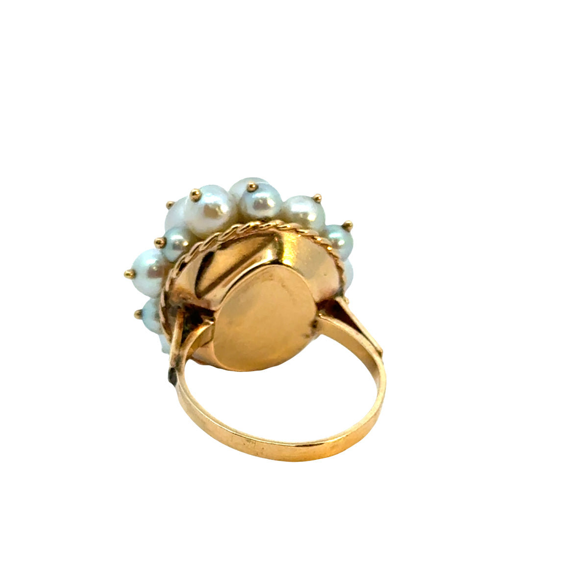 Whimsical 14K Yellow Gold Pearl “Flower Basket” Ring