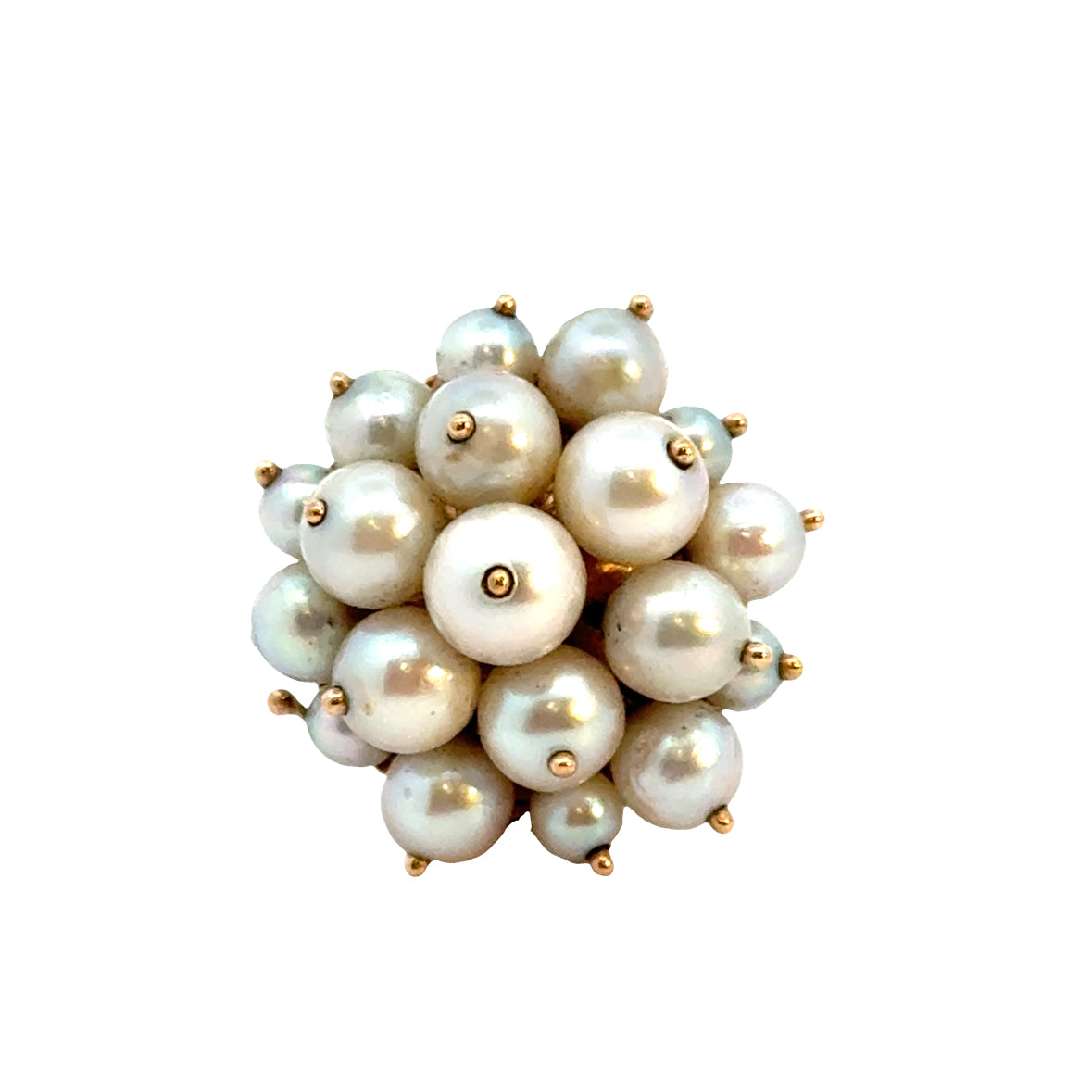 Whimsical 14K Yellow Gold Pearl “Flower Basket” Ring