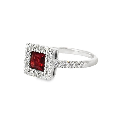 Gabriel & Co. 14K Square Cut Ruby & Diamond Ring