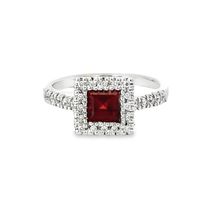 Gabriel & Co. 14K Square Cut Ruby & Diamond Ring