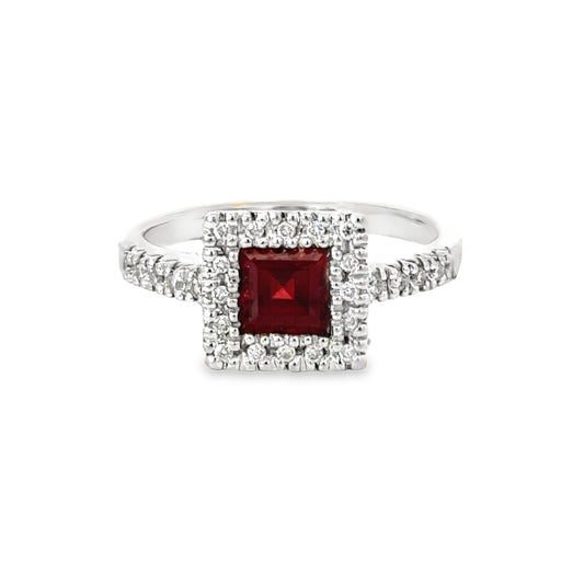 Gabriel & Co. 14K Square Cut Ruby & Diamond Ring