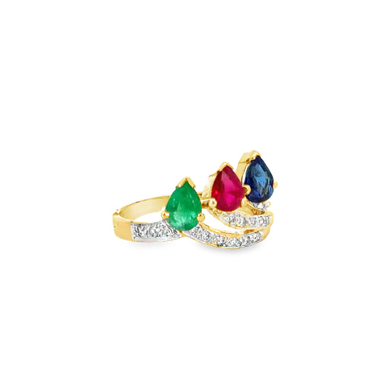 Le Vian 18K Yellow Gold Emerald, Ruby, Sapphire & Diamond Multi-Stone Ring