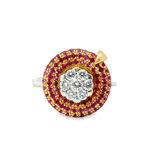 Whimsical 18K Two-Tone “Sundial” Ruby & Diamond Ring