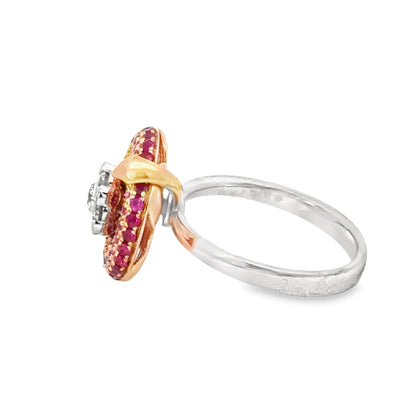 Whimsical 18K Two-Tone “Sundial” Ruby & Diamond Ring