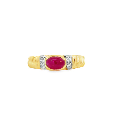 Classic Oval Ruby and Diamond Ring in 14K Gold