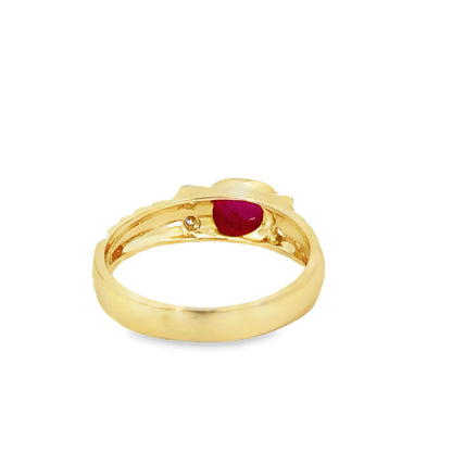 Classic Oval Ruby and Diamond Ring in 14K Gold