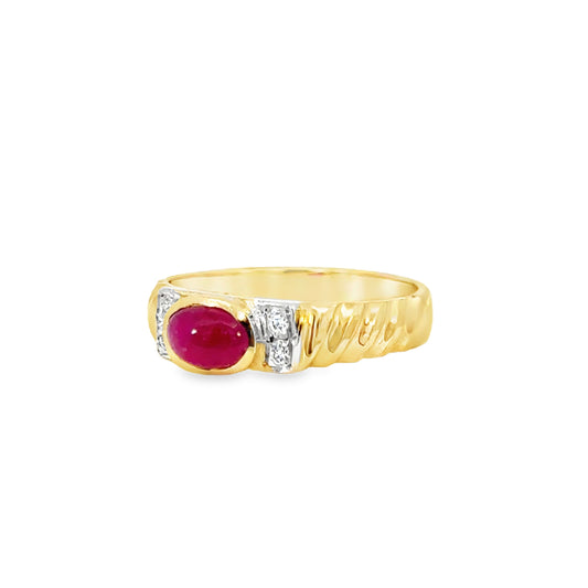 Classic Oval Ruby and Diamond Ring in 14K Gold