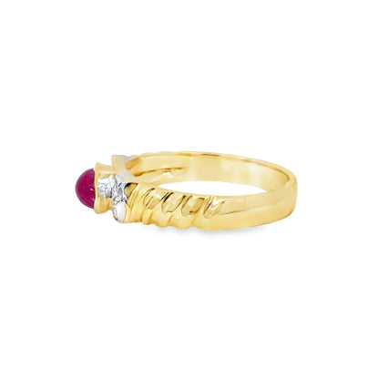 Classic Oval Ruby and Diamond Ring in 14K Gold