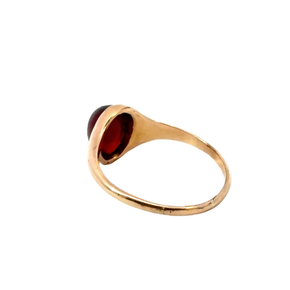 14K Yellow Gold Garnet Cabochon Ring