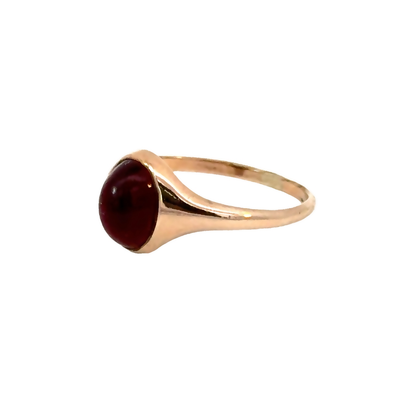 14K Yellow Gold Garnet Cabochon Ring