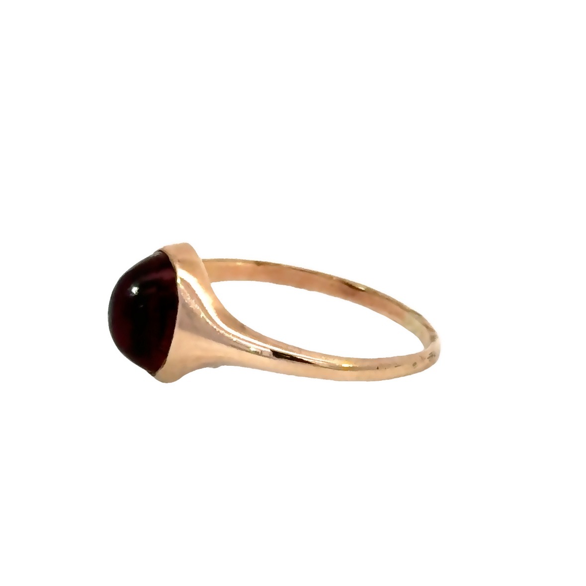 14K Yellow Gold Garnet Cabochon Ring