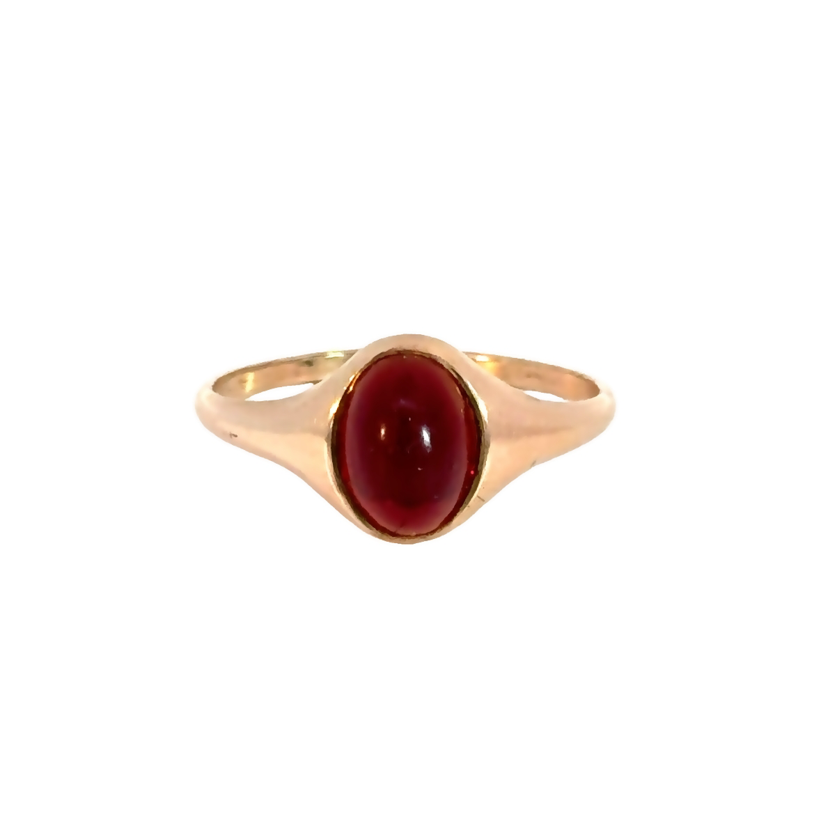 14K Yellow Gold Garnet Cabochon Ring