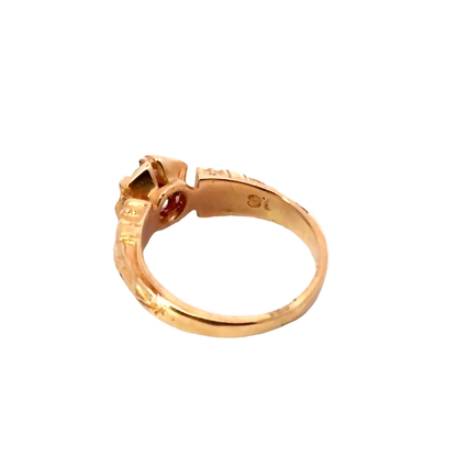 Vintage Engraved Rose Gold Red Garnet Ring