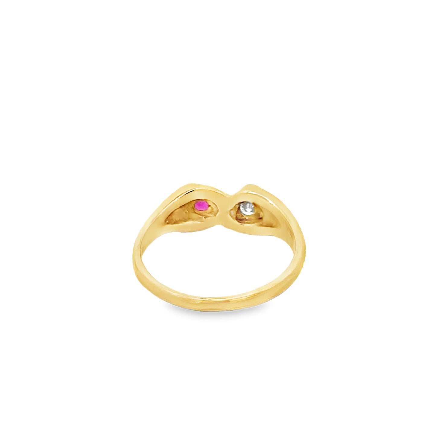 Charming 14K Yellow Gold Ruby & Diamond Heart Ring