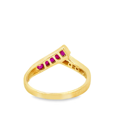 18K Yellow Gold Ruby & Diamond Crossover Ring
