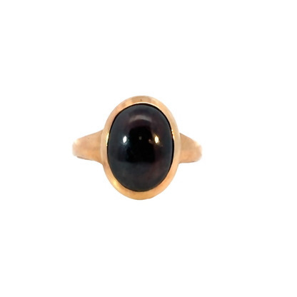 Yellow Gold Garnet Cabochon Ring