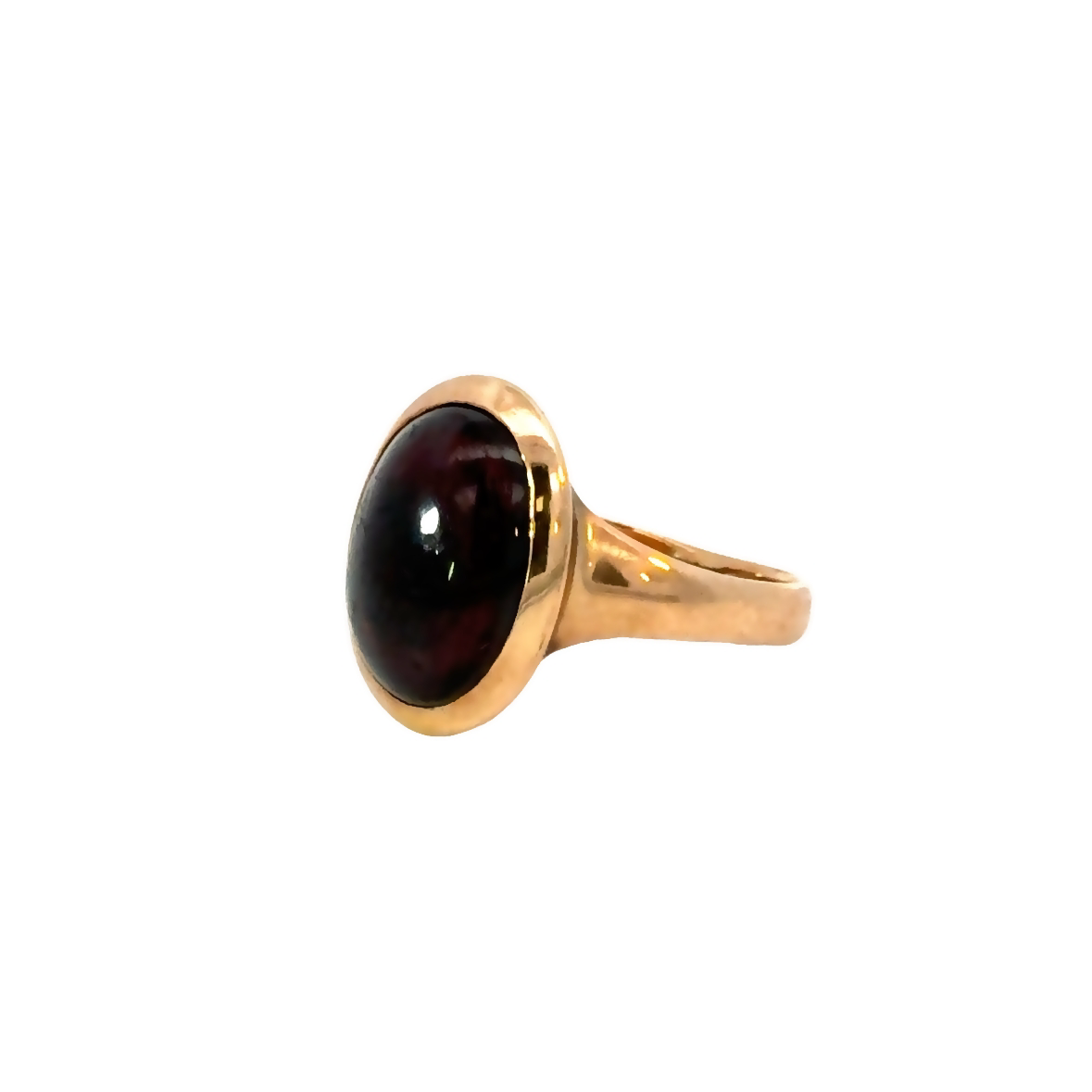 Yellow Gold Garnet Cabochon Ring