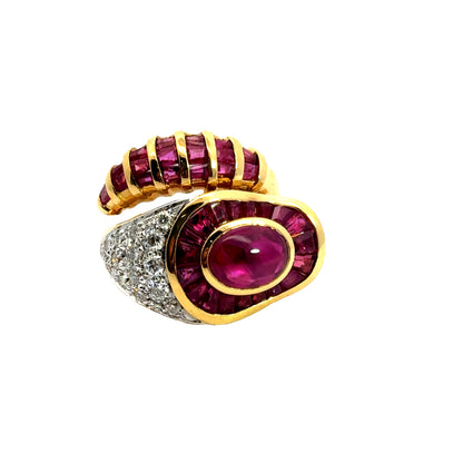 Mesmerizing Vintage 18K Ruby & Diamond Ring