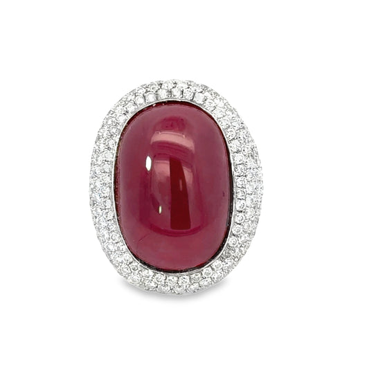 Stunning 18K White Gold Ruby & Diamond Ring