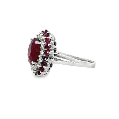 14K White Gold Starburst Ruby & Diamond Ring