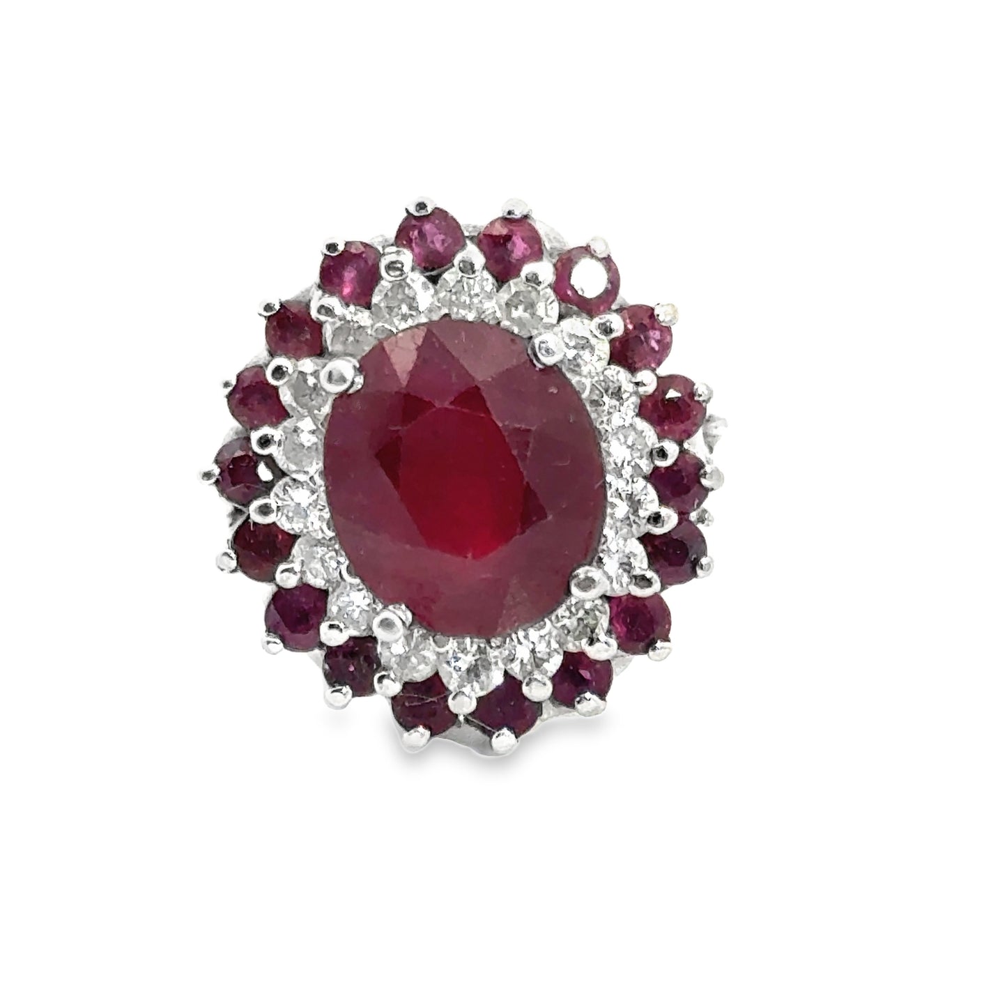 14K White Gold Starburst Ruby & Diamond Ring