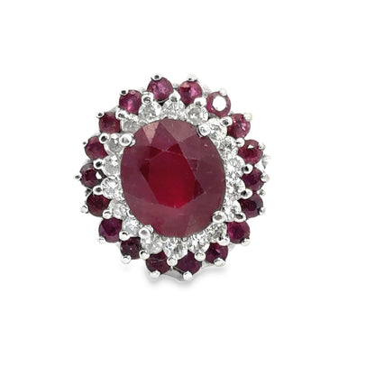 14K White Gold Starburst Ruby & Diamond Ring