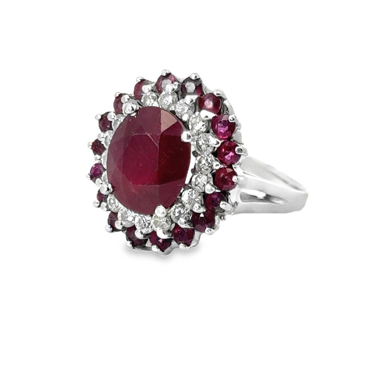 14K White Gold Starburst Ruby & Diamond Ring