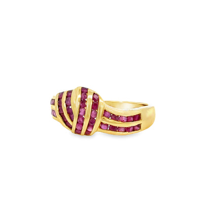 14K Yellow Gold Ruby Knot Design Ring