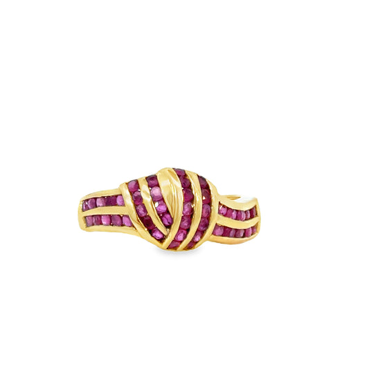 14K Yellow Gold Ruby Knot Design Ring